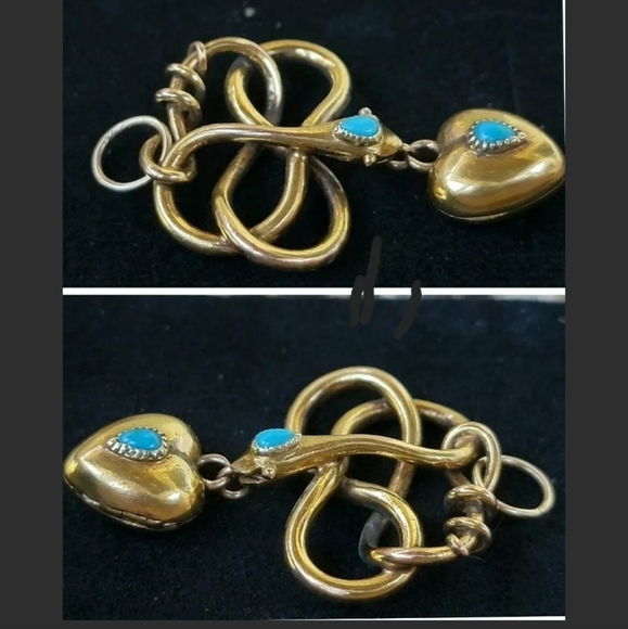 Antique Victorian 18K Gold  Snake Heart Locket Pendant-Estate Jewelry - Picture 7 of 12